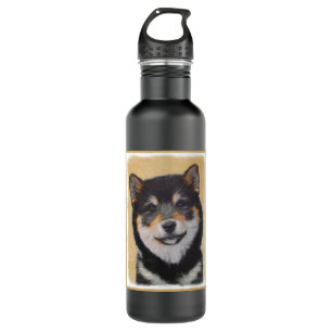 Shiba Inu (zwart en tan) schilderen - hond Art Waterfles