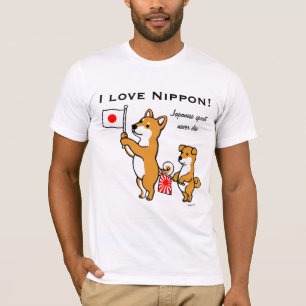 Shiba Inus en Japanse vlaggen T-shirt