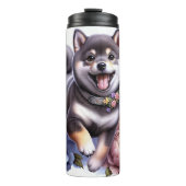 Shiba Inu's Flower Frolic Thermosbeker (Voorkant)