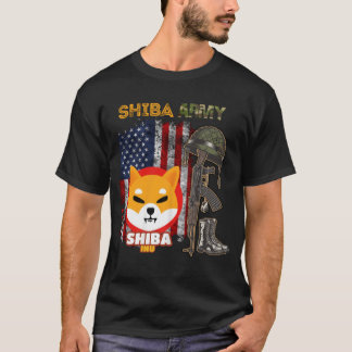 Shiba-leger, munt van Shiba Inu met Amerikaanse vl T-shirt