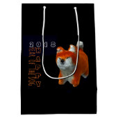 Shiba Puppy 3D Digital Art Dog Year 2018 M Cadeft Medium Cadeauzakje (Achterkant)