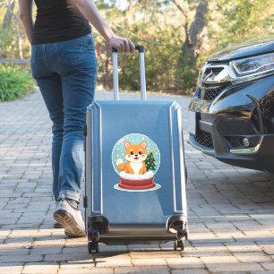 Shiba Snow Wereldbol Sticker