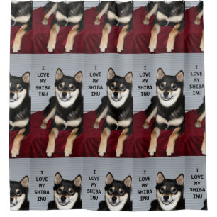 shiba vol zwarte en geelbruine liefde douchegordijn