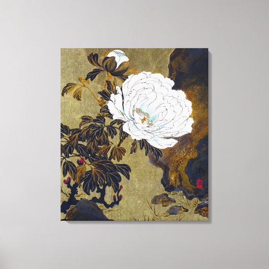 Shibata Zeshin Peonies Canvas Afdruk (Voorkant)