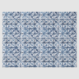Shibori Aziatische X Pattern Blauw-witte Waterverf Tissuepapier