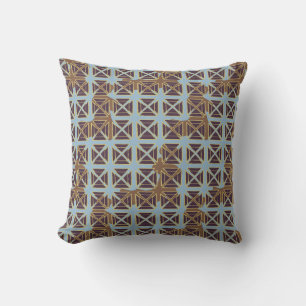 Shibori Fabric Boho Brown Blue Tie Pillow Kussen