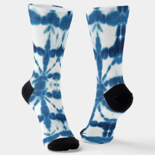 Shibori Indigo Blauwe Tie Dye Print Sokken