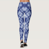 Shibori Indigo Blue Tie Dye Abstract Twist Pattern Leggings (Achterkant)