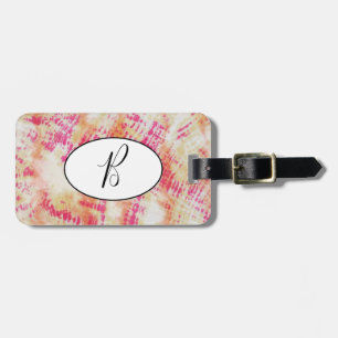Shibori Pink Oranje Tie Dye Bagagelabel