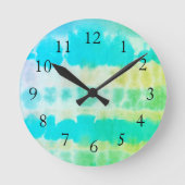Shibori Tie Dye Beach Kustwandklok Ronde Klok (Voorkant)