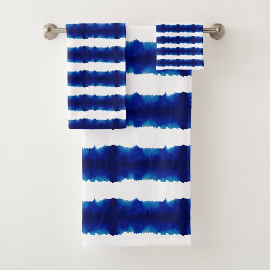 Shibori Tie Dye Blue Boho Bath set Bad Handdoek (Insitu)