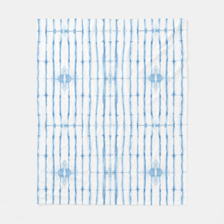 Shibori Tie Dye Blue Line Pattern Fleece Blanket Deken