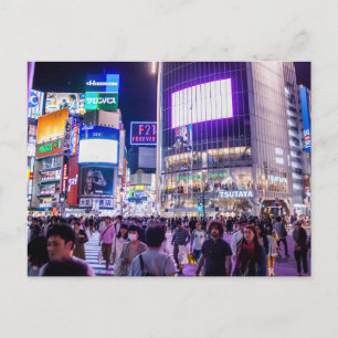 Shibuya Crossing 's Nachts Briefkaart