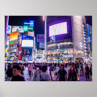 Shibuya Crossing 's Nachts Poster