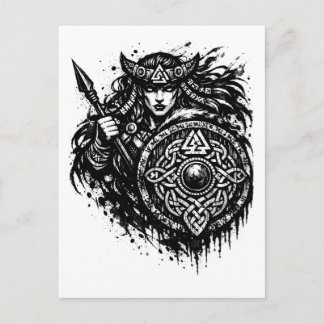Shield Maiden Spear‑Sigil – Mythic Warrior Ink Briefkaart