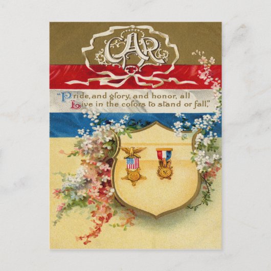 Shield Medal Groot Leger van de Republiek Bloemen Briefkaart (Voorkant)