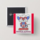 SHIELD MOUSE Badge Vierkante Button 5,1 Cm (Voorkant /achterkant)