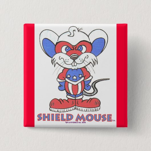 SHIELD MOUSE Badge Vierkante Button 5,1 Cm (Voorkant)