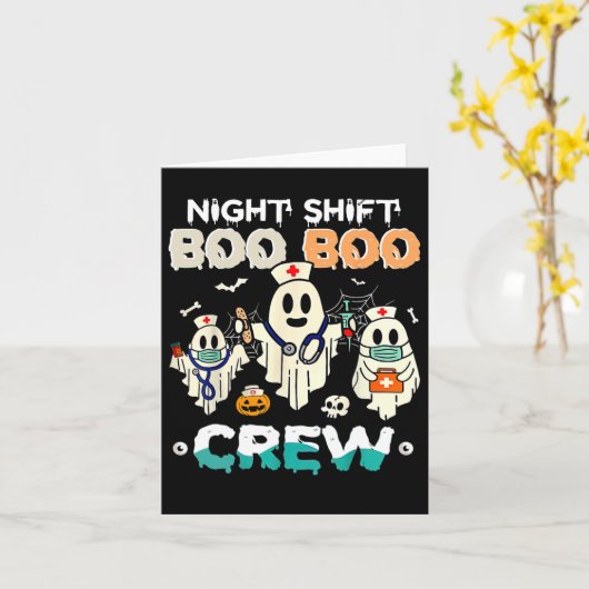 Shift Boo Boo Crew Nurse Ghost Halloween Nurses Ru Kaart (Gele Bloem)