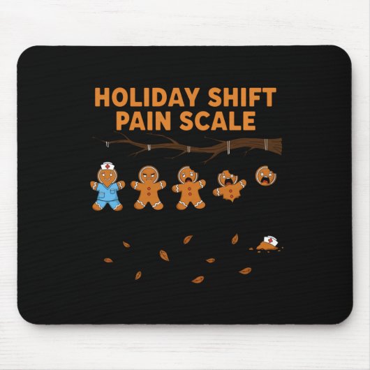 Shift Nurse Pain Scale Funny Gingerbread Rn Christ Muismat (Voorkant)