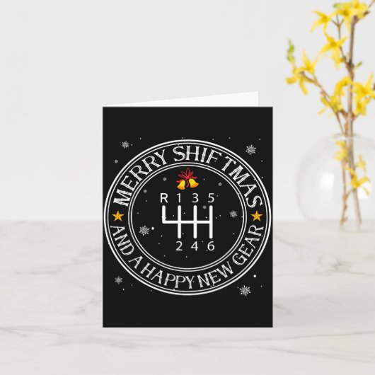 Shiftmas Car Guy Funny Mechanic Christmas Auto Man Kaart (Gele Bloem)