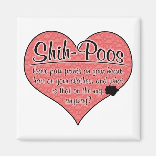 Shih-Poo Paw Prints Hondenhumor Magneet (Voorkant)