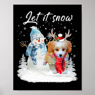 Shih Poo Santa Dog Kerstman Sneeuwman Xmas Pajama Poster