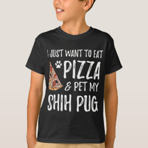 Shih pug Hondenliefhebber Pizza Grappige Hond Mam  T-shirt