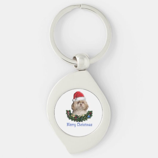 Shih-Tsu Dog Kerstmis Sleutelhanger (Voorkant)