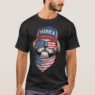 Shih Tzu 4 juli Amerikaanse vlag Hond T-shirt