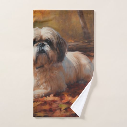 Shih Tzu à l'automne Feuilles automne Inspire (Serviette à main)