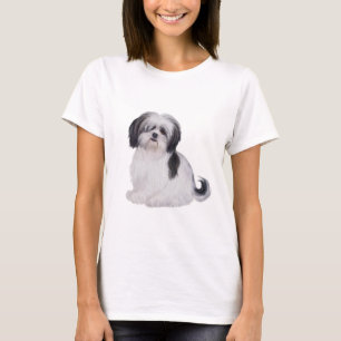 Shih tzu (A) - zwart en wit T-shirt