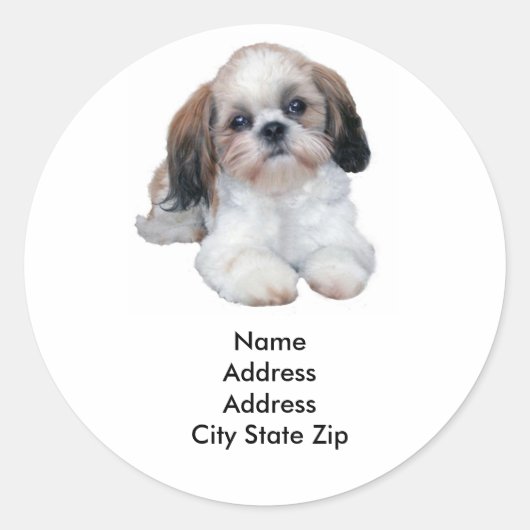 Shih Tzu Adreslabel Ronde Sticker (Voorkant)