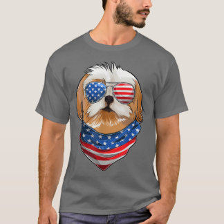 Shih Tzu Amerikaanse vlag, vierde juli patriottisc T-shirt