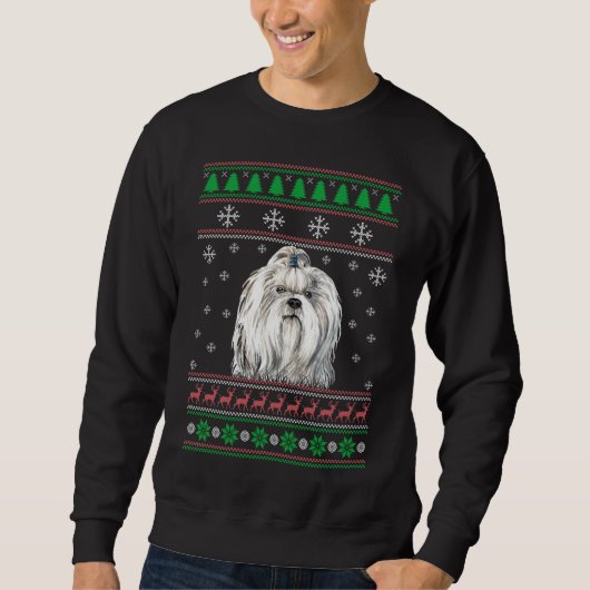 Shih Tzu Amoureux des chiens Ugly Christmas Sweat  (Devant)