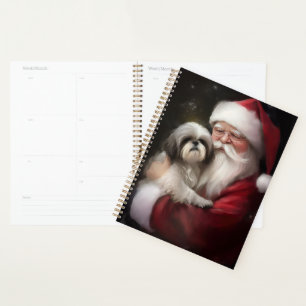 Shih Tzu avec le Père Noël Noël Festif