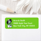 Shih Tzu B/w Scarf Winter Green Stripe Custom Etiket (Insitu)