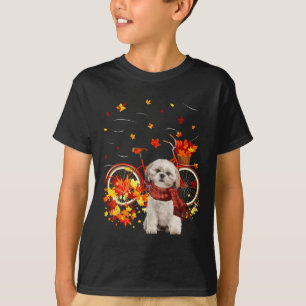 Shih Tzu Bike Autumn Dog Leaf Herfst Fun Herfst Y T-shirt