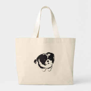 Shih Tzu Black White Dog Pet Grote Tote Bag