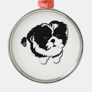 Shih Tzu Black White Dog Pet Metalen Ornament