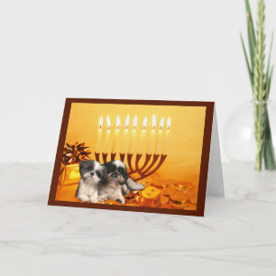 Shih Tzu Chanukah Kaart Menorah