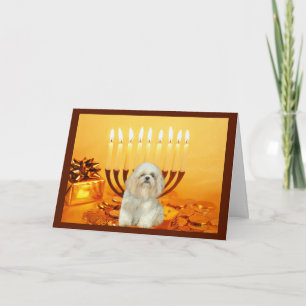Shih Tzu Chanukah Kaart Menorah