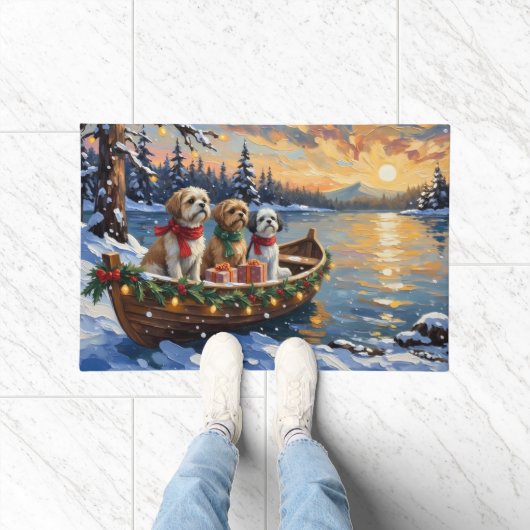 Shih Tzu Christmas Boat Holiday Deurmat (Binnen)
