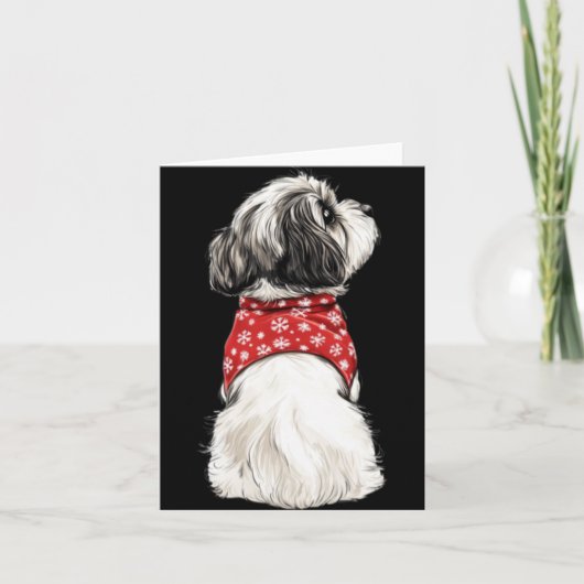 Shih Tzu Christmas Lights Dog Lover Xmas Pajama Pu Kaart (Voorkant)
