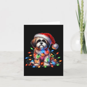 Shih Tzu Christmas Lights Santa Hat Hondenliefhebb Kaart