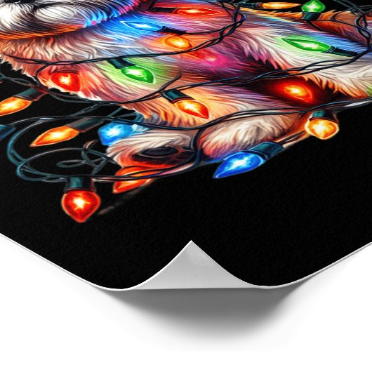 Shih Tzu Christmas Lights Santa Hat Hondenliefhebb Poster (Hoek)