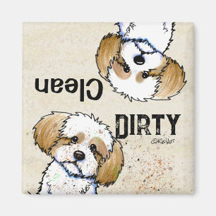 Shih Tzu Clean Dirty Dishwasher magnet Magneet