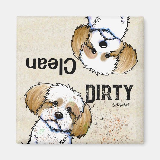 Shih Tzu Clean Dirty Dishwasher magnet Magneet (Voorkant)