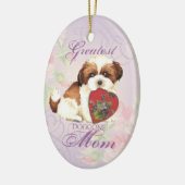 Shih Tzu Coeur Maman Ornement céramique (Gauche)