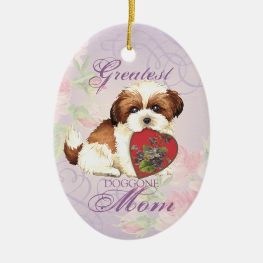 Shih Tzu Coeur Maman Ornement céramique (Devant)